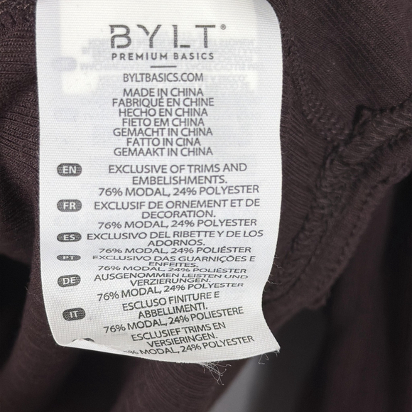 BYLT Premium Basics Long Sleeve Shirt Mens XL Plum Ribbed Tee Crew Neck - Picture 7 of 7